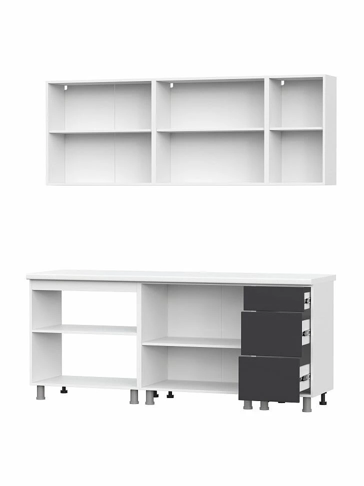 ARNIKA Кухонный гарнитур Модерн New без столешницы, 200х60х214.2 см, белый, белый глянец, графит
